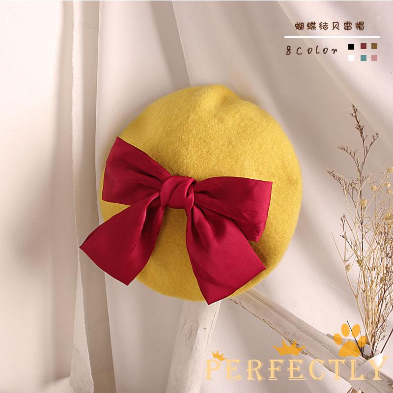 Nón Beret Đan Len Giữ Ấm Mùa Đông Phong Cách Pháp Cho Bé Gái Pft7