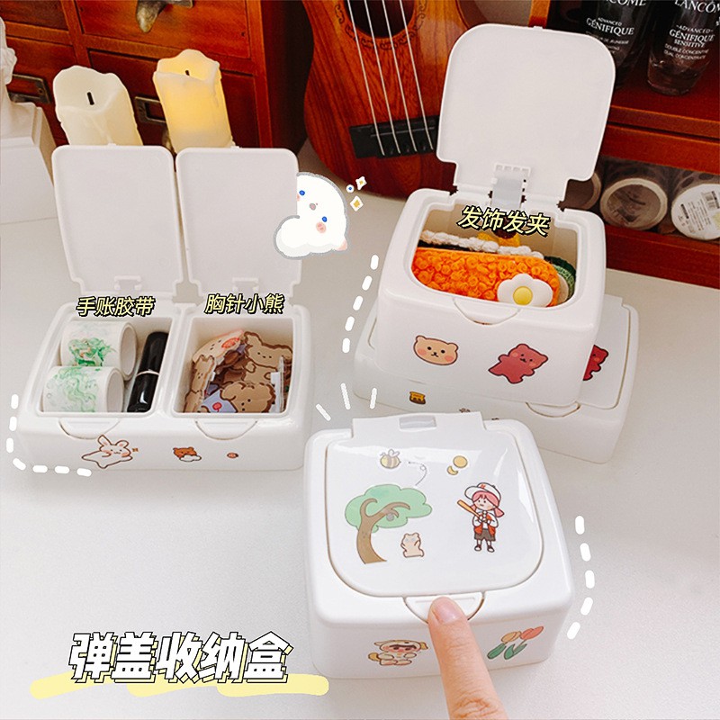 Hộp đựng mini chống bụi dễ thương xinh xắn (Tặng kèm sticker)