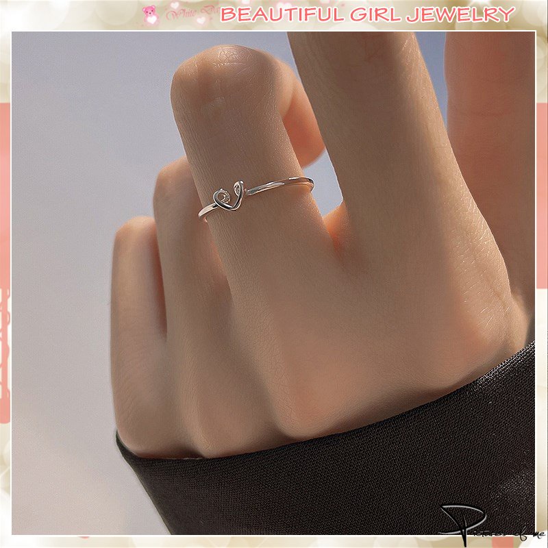 Nhẫn Hình Trái Tim Thiết Kế Hở Có Thể Điều Chỉnh Kích Cỡ