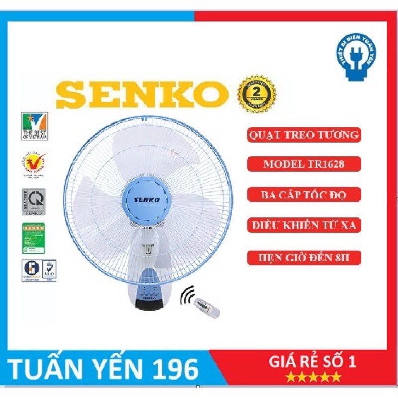 QUẠT GẮN TƯỜNG SENKO TR1628 CÓ REMOTE CHÍNH HÃNG