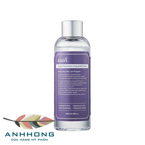 Nước Hoa Hồng Klairs Supple Preparation Unscented Toner 180ml