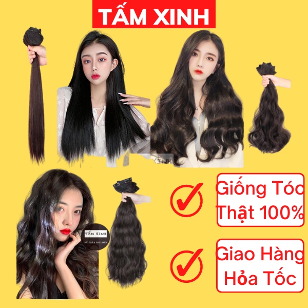 Tóc giả nữ đẹp dạng kẹp cao cấp làm dày tóc, phồng tóc dải tóc tự nhiên mềm đẹp - GIÁ 1 DẢI