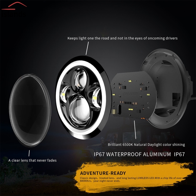 Đèn LED xe hơi hình tròn 7 Inch 150W 15000LM siêu sáng cao cấp