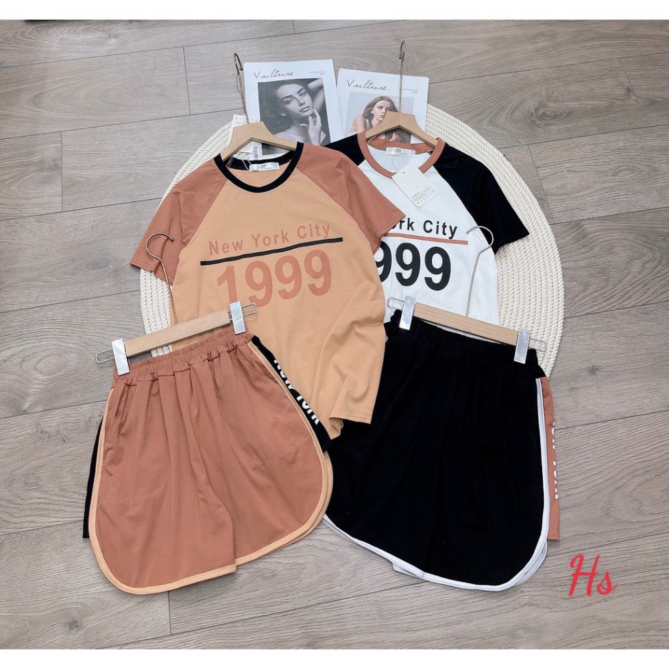 Bộ Thể Thao Nữ Sporty 1999 Áo Cộc Tay Kèm Quần Short Chất Su Siêu Xinh | BigBuy360 - bigbuy360.vn