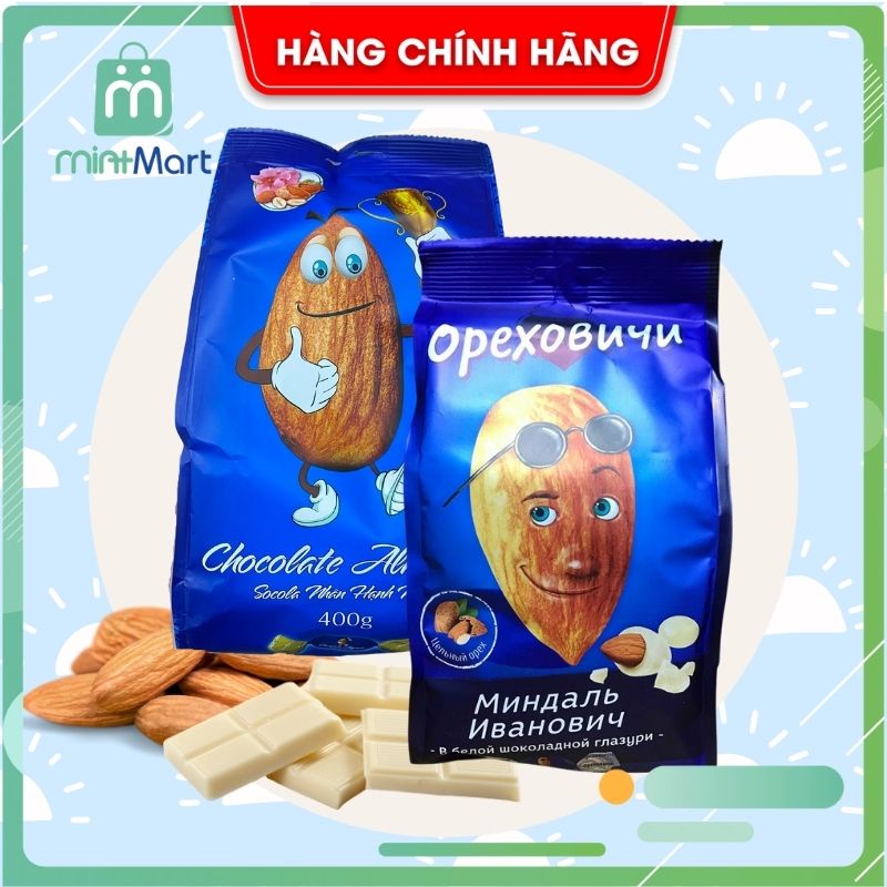 [SIÊU NGON] Kẹo Socola Trắng Hạnh Nhân Gói 400gr, Bánh Kẹo Tết 2022