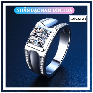 Nhẫn bạc nam đính đá thời trang bạc s925 phong cách hoàng gia minano - 08