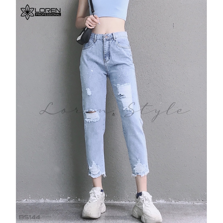 Quần jean baggy LOREN rách tua B5144