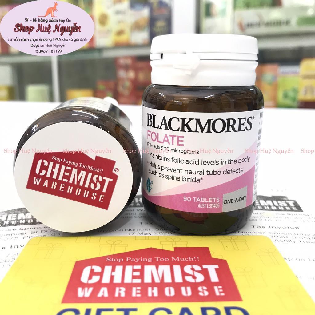 Viên uống bổ sung Acid Folic [Úc] Blackmores Folat 500mcg - 90 viên