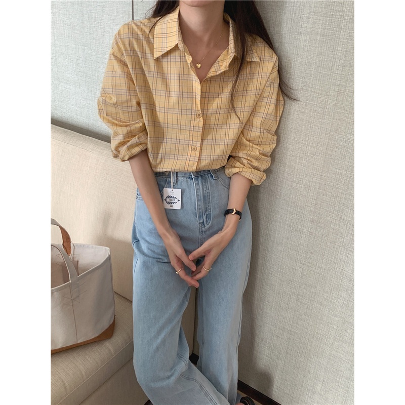 Áo Sơ Mi Dài Tay Họa Tiết Ca Rô Cổ Điển Thời Trang Mùa Hè 50433