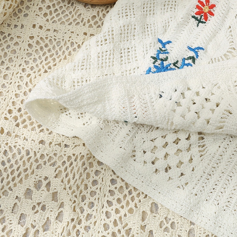 Brroa Áo Croptop Dệt Kim Không Tay Thêu Hoa Nhỏ Khoét Rỗng Nhiều Màu Sắc Cổ Điển Diam Cho Nữ