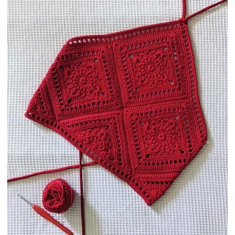 ÁO YẾM GHÉP Ô VUÔNG HOẠ TIẾT LEN MÓC HANDMADE- crochet croptop