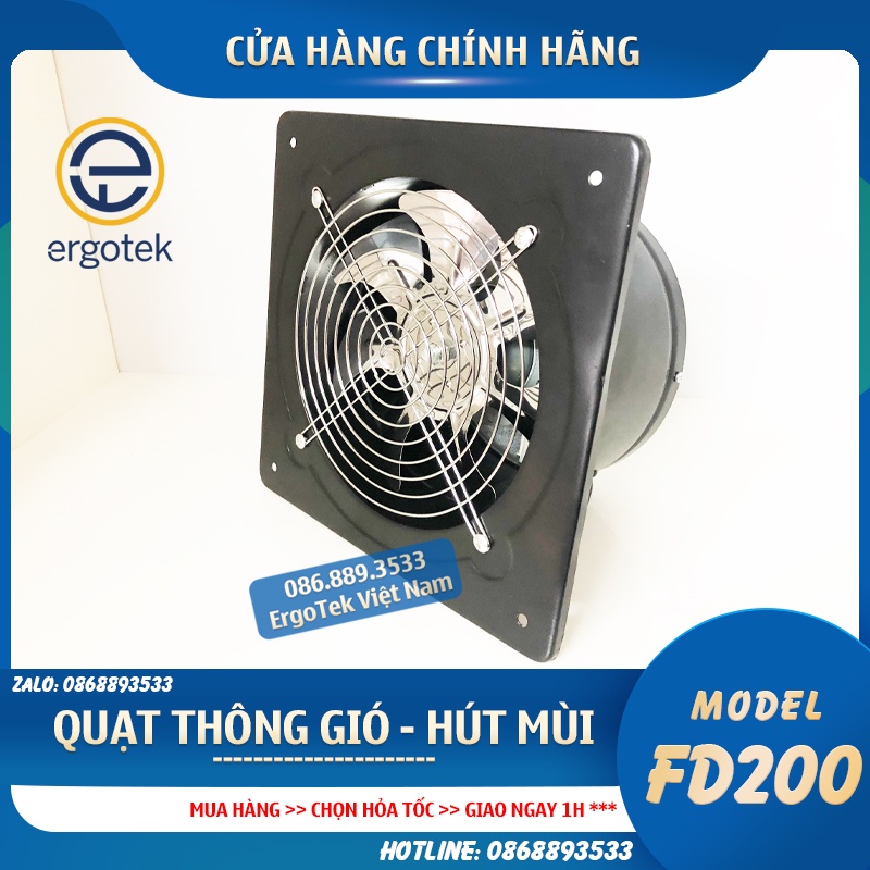 Quạt Hút Thông Gió FD 200 - Quạt Hút Mùi Nhà Bếp , Nhà Vệ Sinh , Phòng Ngủ - công xuất 80W Sức Gió 1300 m3/h