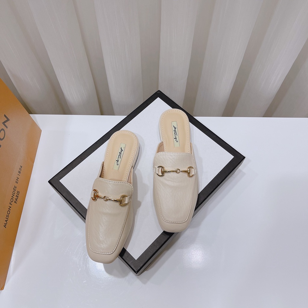 Giày Sục Lười Đính Khóa Xích Đế 3cm Chống Trượt Giá Rẻ