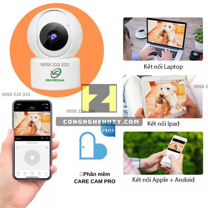 Camera wifi ONVIZCam 2.0 Mpx FullHD xoay 360 độ đàm thoại 2 chiều báo động chống trộm