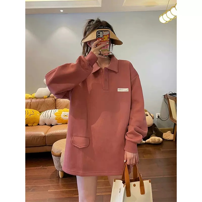 Áo Hoodie Nữ Dài Tay Cổ Tròn Thời Trang Hàn