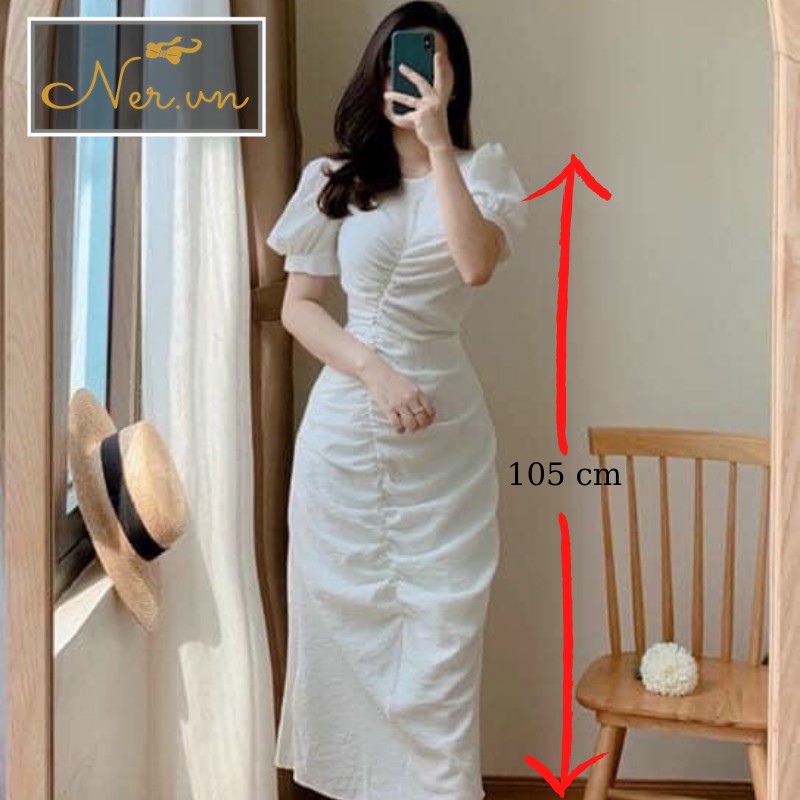 Đầm dáng dài bo tay, nhún dài hết đầm, đi làm, đi tiệc,chất vải Linen thoáng mát,mịn,thấm hút mồ hôi.Thương hiệu NER-N96