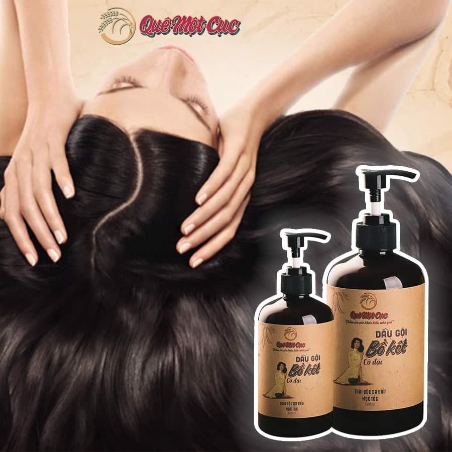 Combo dầu gội bồ kết và dầu xả lành thiên nhiên giúp tóc mềm mượt chắc khoẻ QUÊ MỘT CỤC sạch gàu nấm ngứa 500ml và 250ml