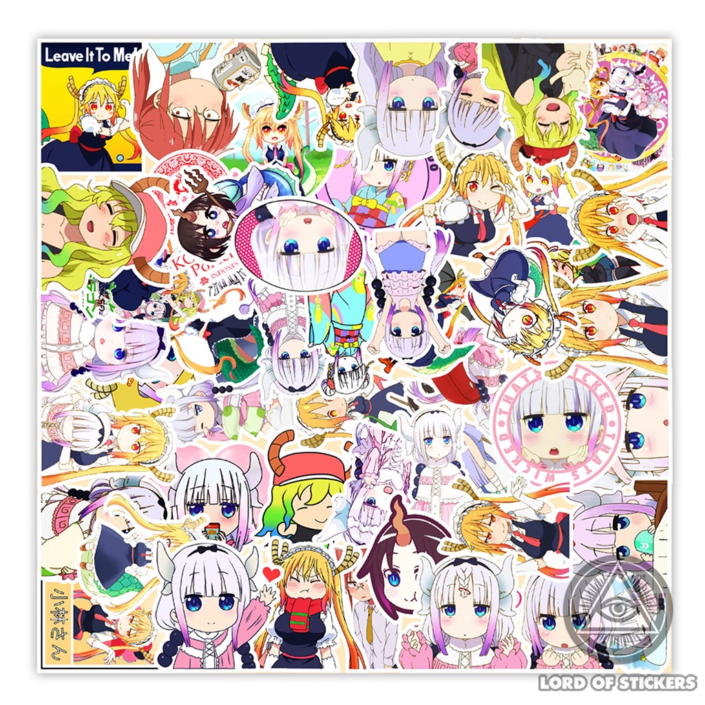 Set 50 Hình Dán Kobayashi's Dragon Maid Sticker Anime Cute Chống Thấm Nước Trang Trí Mũ Bảo Hiểm, Laptop, Ván Trượt, Sổ