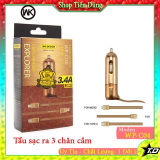 TẨU SẠC XE HƠI WK DESIGN WP C04 ĐA NĂNG TRÊN 3 IN 1 LIGHTNING - MICRO USB - TYPE C