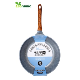 ECORAMIC - Chảo đúc vân đá sâu lòng đáy từHàn Quốc ko kén bếp 22-28 cm