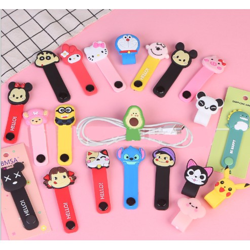 Dây cuốn cáp sạc size to nút bấm giữ dây sạc tai nghe nút bấm dây sạc hoạt hình cute dễ thương quả bơ khủng long