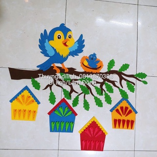 Bảng bé ngoan nêu gương cắm cờ vải nỉ mầm non( Bộ chim)