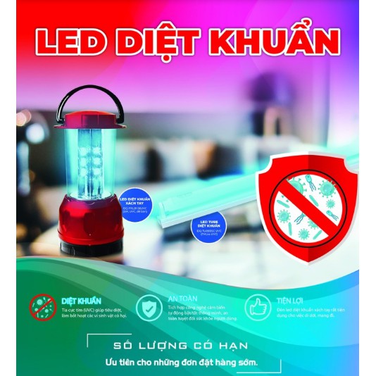 Đèn Led diệt khuẩn Điện Quang PRL01 06UVC ( 6W, tia UVC, để bàn, an toàn, tiện lợi )