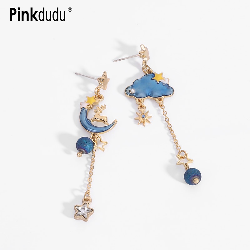 Bông Tai Dáng Dài Hình Ngôi Sao / Đám Mây / Mặt Trăng Phong Cách Vintage Hàn Quốc Cho Nữ PD404