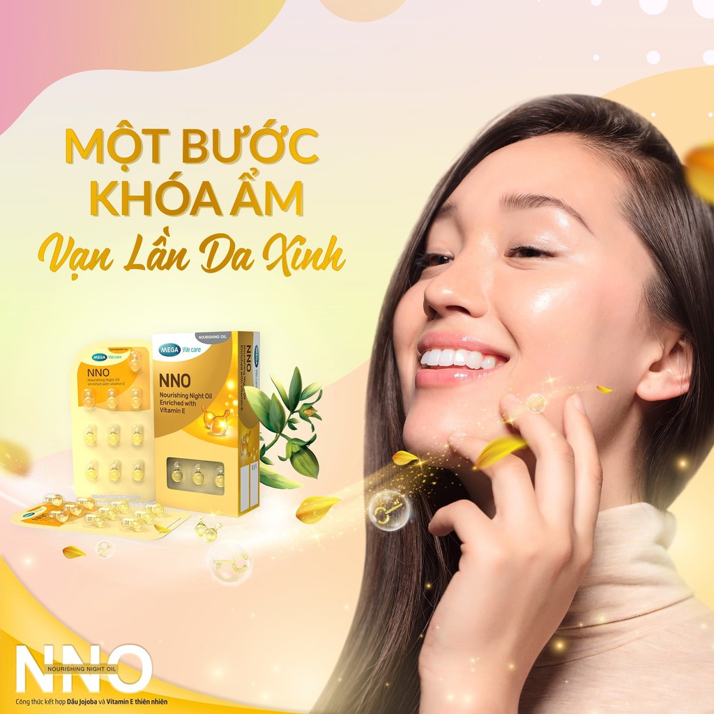 Viên Dưỡng Da NNO Vitamin E Khóa Ẩm Dưỡng Da Sáng Mịn ( Dạng vỉ 10v, hộp 30v)