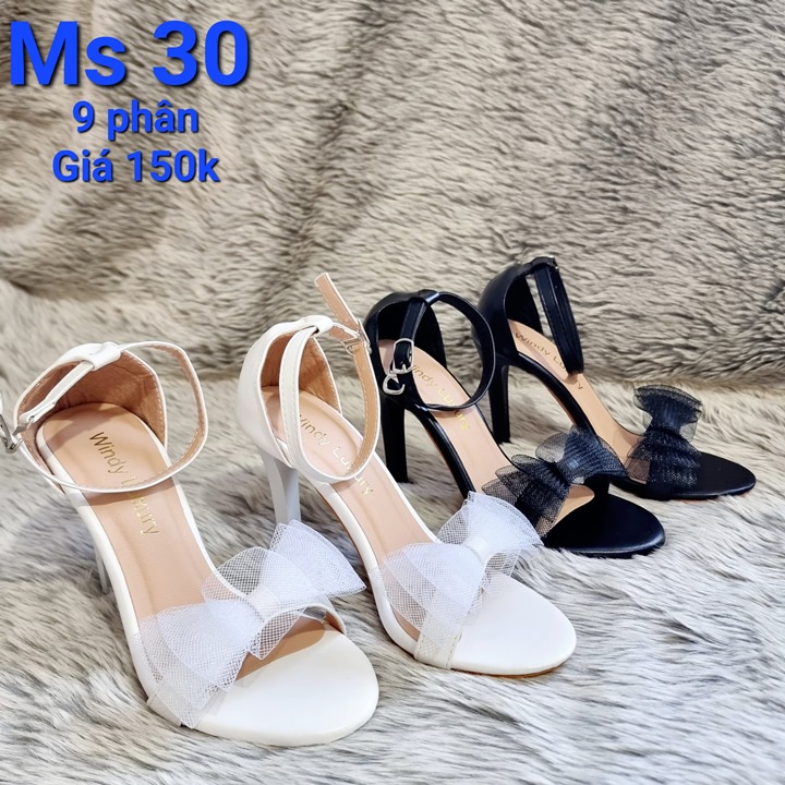Sandal Cao Gót Nữ 9p Phân Gót Nhọn Quai Nơ Dễ Thương - MS 030