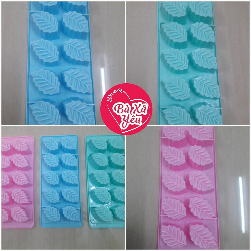 Combo 5 khuôn rau câu, thạch phô mai, đá hình chiếc lá 10 ô - BX3646