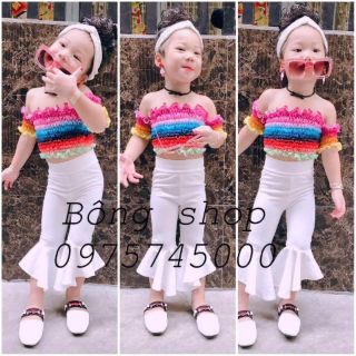 Set áo cầu vồng quần ống vẩy bé gái