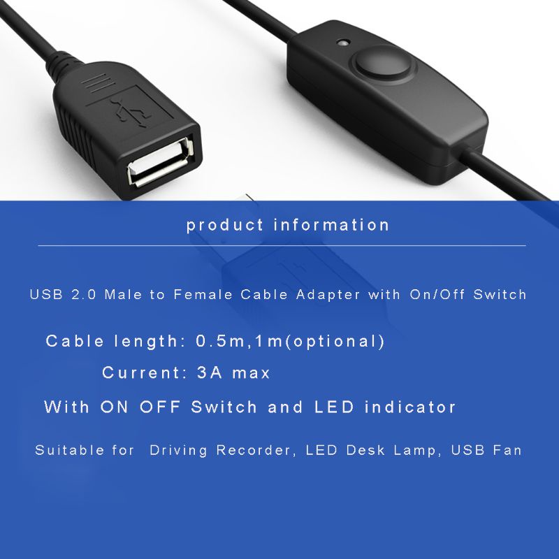 Dây Cáp USB Mở Rộng Chuyển Đổi Với Công Tắc Bật Tắt Hỗ Trợ Nguồn Và Dữ Liệu