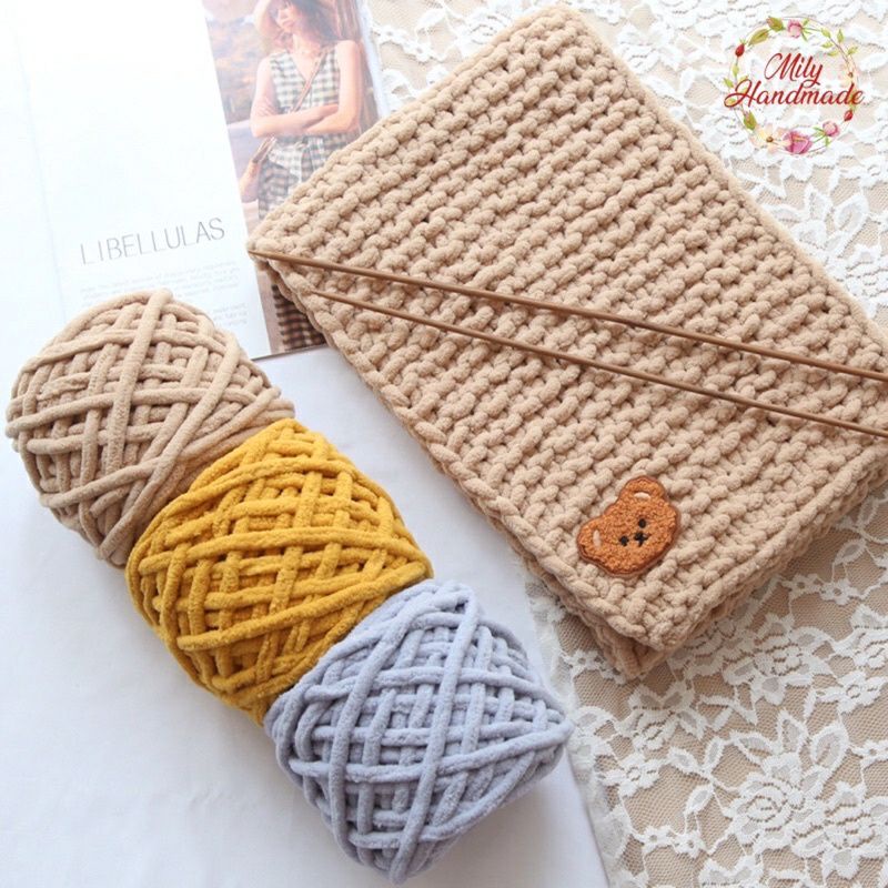 Len Nhung Đũa Sợi To Đan Khăn Choàng, Áo Cardigan