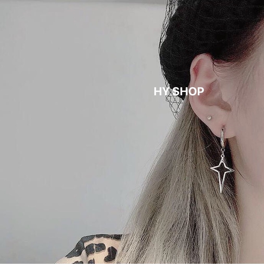 Khuyên tai titan ngôi sao không gỉ không dị ứng nam nữ unisex bts phong cách