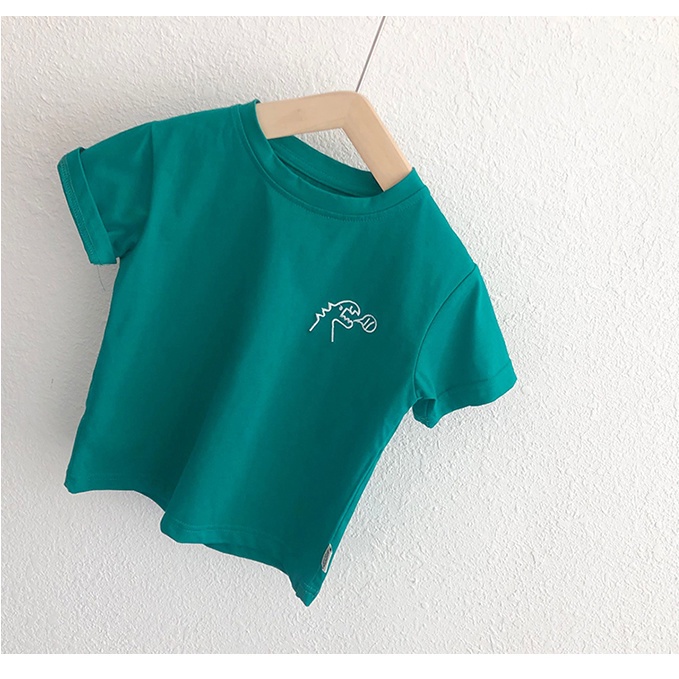 Áo Thun Ngắn Tay In Hoạt Hình Khủng Long Kiểu Hàn Quốc Thời Trang Mùa Hè Cho Bé Trai 2022
