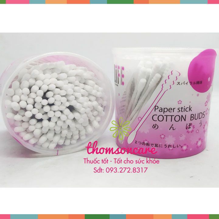 Tăm bông Life từ Nhật Bản - 1 đầu tròn, 1 đầu xoắn - hộp 180c cho cả người lớn và trẻ em