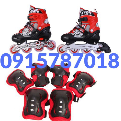Combo giày trượt patin trẻ em cao cấp Longfeng 906 và bộ bảo vệ chân, tay, gối HOÀN HẢO