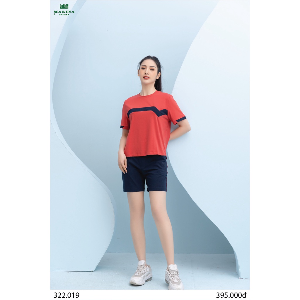 Đồ Bộ Nữ Mặc Nhà MARINA NGUYỄN, Thiết Kế Cổ Tròn, Tay Ngắn Độc Đáo, Vải Cotton Mềm Mịn, Thoáng Mát 322019