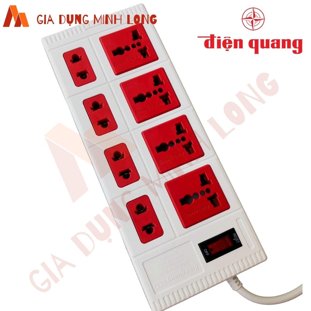 Ổ cắm  8 Lỗ đa năng Điện Quang ECO ĐQ ESK 8ECO - Ổ cắm liền dây 2 mét, 5 mét chịu tải 2 màu đen; trắng