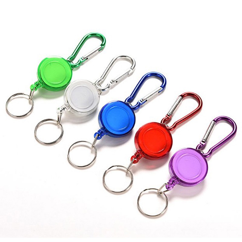 [funnyhouse]1Pcs Colourful Retractable Strap Carabiner Clips Card Label Key Chain Fancy Gift thro