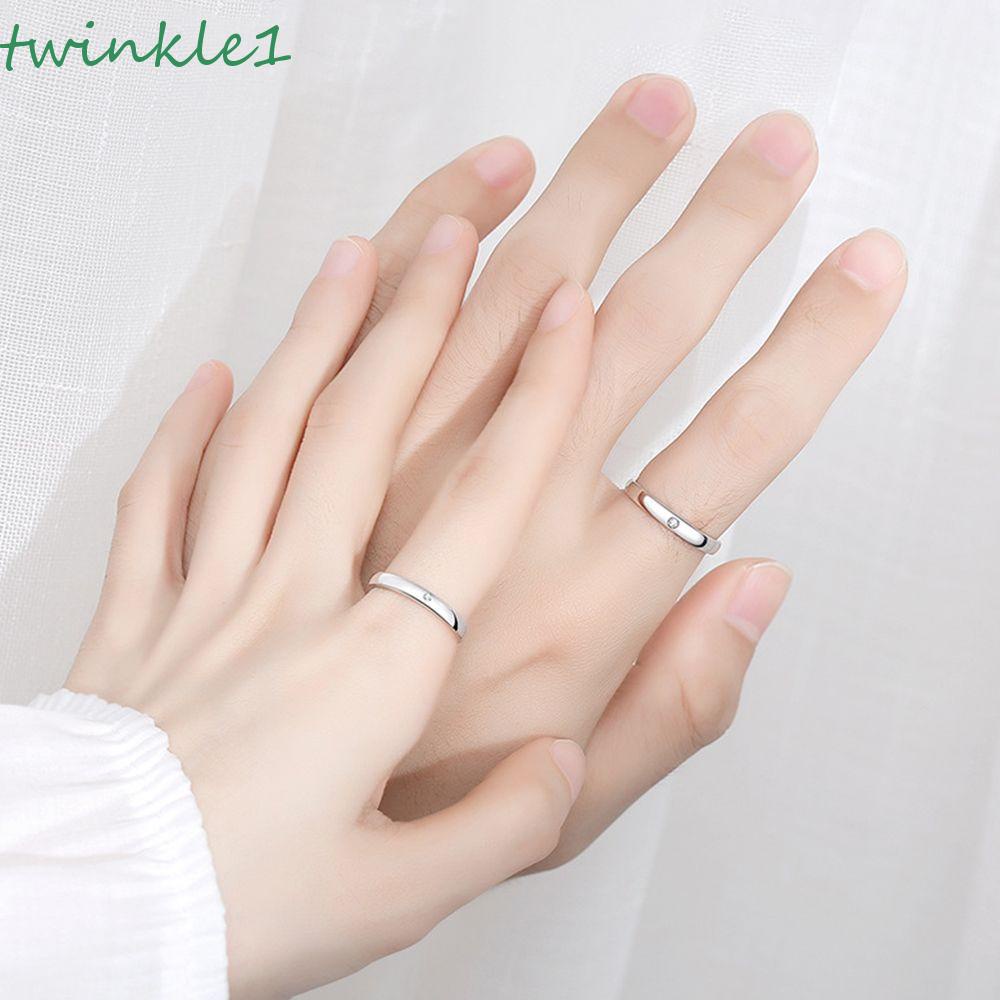 Nhẫn Hợp Kim Đính Đá Lấp Lánh Phong Cách Vintage Cho Cặp Đôi