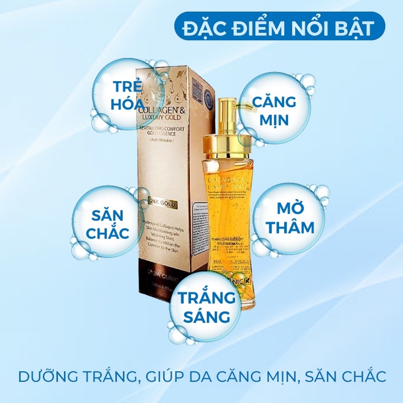 Serum Vàng 24k Dưỡng Trắng Da Dưỡng Ẩm Luxury Gold 3w Clinic Hàn Quốc 150ml Giúp Chống Lão Hóa & Căng Bóng Da