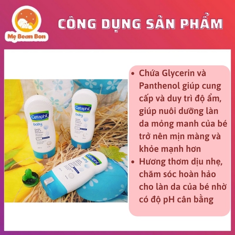 Sữa tắm gội toàn thân 2in1 Cetaphil Baby Wash &amp; Shampoo (230ml/400ml), Úc