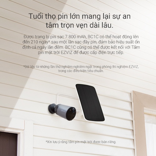 Camera Wi-Fi EZVIZ BC1C Không Dây, 1080P, Pin Sạc 7800 mAh, Bộ Nhớ Trong 32GB