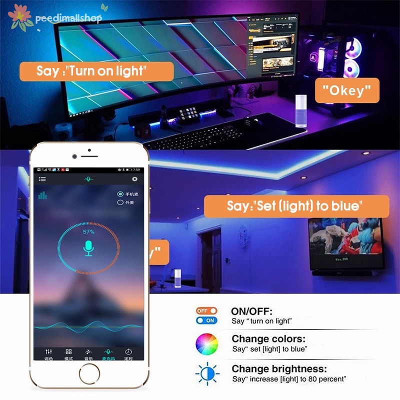 Đèn Led Tiktok Đèn LED Trang Trí Nhà bluetooth APP Điều Khiển Từ Xa 5V USB 2835 RGB 5050 3m5m