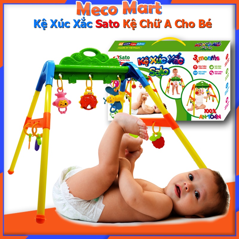 Kệ Chữ A, Kệ Xúc Xắc Sato Chất Lượng Cao,Chính Hãng Việt Nam, Nhựa An Toàn Cho Bé từ 03 Tháng, Đồ Chơi Trí Tuệ MECOMART
