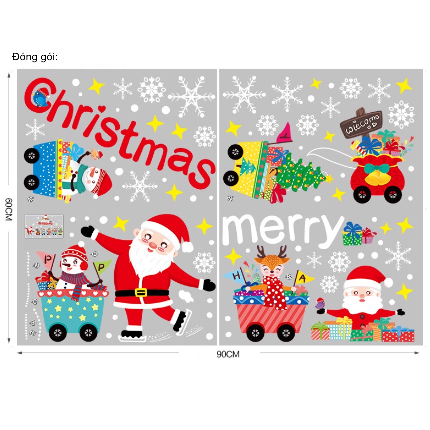 Decal dán tường Noel Hít Tĩnh Điện không Dơ Kính - Đoàn tàu Đêm giáng sinh vui