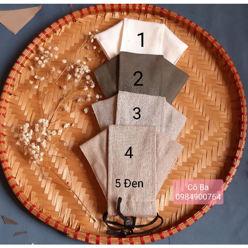 Khẩu trang vải Linen 4D, lót muslin kháng khuẩn, thấm hút mồ hôi tốt