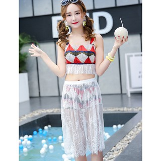 Có sẵn set đồ bơi bikini nữ 3 mảnh phối ren